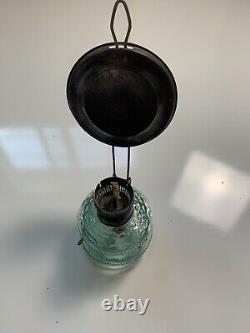 Antique Wall Mount Oil lamp, Green Glass, Ditmar, Austria