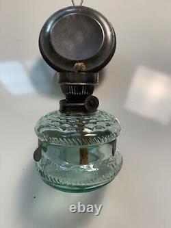 Antique Wall Mount Oil lamp, Green Glass, Ditmar, Austria