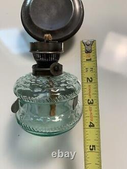 Antique Wall Mount Oil lamp, Green Glass, Ditmar, Austria