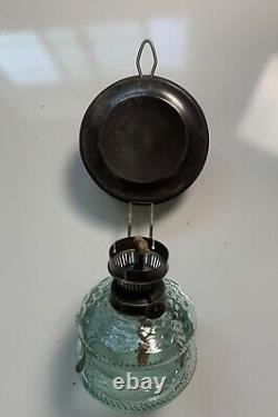 Antique Wall Mount Oil lamp, Green Glass, Ditmar, Austria