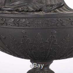 Antique Wedgwood Black Basalt Figural Vestal Oil Lamp Urn, 19th Century