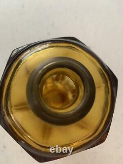 Antique Westmoreland Glass Oil Lamp Font W Fish Base Amber 1920s