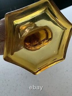 Antique Westmoreland Glass Oil Lamp Font W Fish Base Amber 1920s