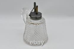 Antique Whale Oil Sparkling Lamp Finger Lamp Cut Glass Dual Burners 1800's