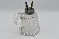 Antique Whale Oil Sparkling Lamp Finger Lamp Cut Glass Dual Burners 1800's