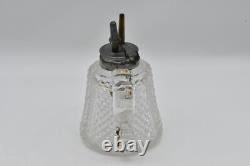 Antique Whale Oil Sparkling Lamp Finger Lamp Cut Glass Dual Burners 1800's