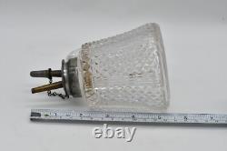 Antique Whale Oil Sparkling Lamp Finger Lamp Cut Glass Dual Burners 1800's