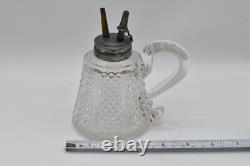 Antique Whale Oil Sparkling Lamp Finger Lamp Cut Glass Dual Burners 1800's