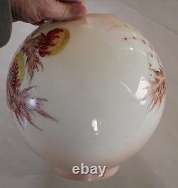 Antique White Glass Stunning Hand Painted Banquet Globe Lamp Shade 8 Diameter