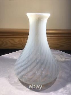 Antique White Opalescent Swirl Glass Ribbed Angle Oil Lamp Chimney Shades 9