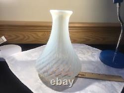 Antique White Opalescent Swirl Glass Ribbed Angle Oil Lamp Chimney Shades 9