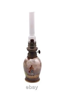 Antique Wild and Wessel (W&W) Kosmos Brenner Hand Painted Oil Lamp