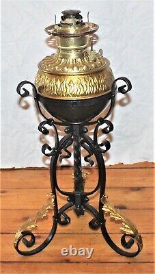 Antique Wrought Iron Banquet Oil Lamp Base Font Holder