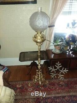 Antique Wrought Iron Piano Floor Oil Lamp