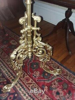 Antique Wrought Iron Piano Floor Oil Lamp