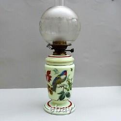 Antique Young's Duplex Oil Lamp Green Opaline Glass with Acid Etched Shade