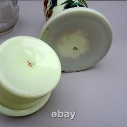 Antique Young's Duplex Oil Lamp Green Opaline Glass with Acid Etched Shade