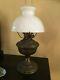 Antique aladdin brass oil lamp model # 7 with chimney and shade