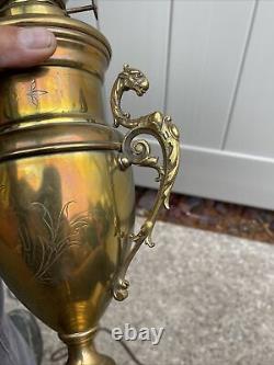 Antique alma brenner oil lamp Brass Ornate Converted In Electric Lamp