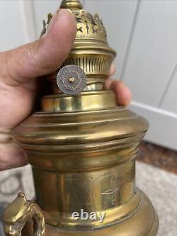 Antique alma brenner oil lamp Brass Ornate Converted In Electric Lamp