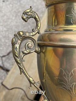 Antique alma brenner oil lamp Brass Ornate Converted In Electric Lamp