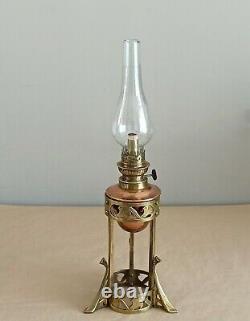 Antique art nouveau oil lamp kerosene lamp copper / brass