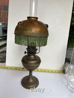 Antique brass beaded jeweled lamp shade small ornate trim #32 french