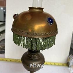 Antique brass beaded jeweled lamp shade small ornate trim #32 french