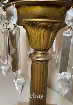 Antique brass crystal glass marble crystal electrified astral oil table lamp