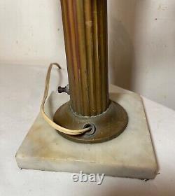 Antique brass crystal glass marble crystal electrified astral oil table lamp