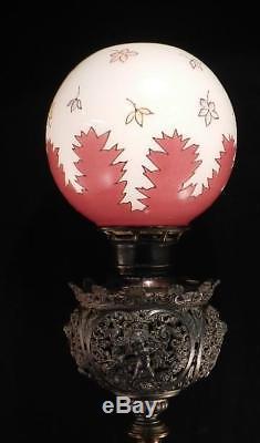 Antique c1890 Banquet OilKerosene MillerJuno LampArt Nouveau GlobeConverted