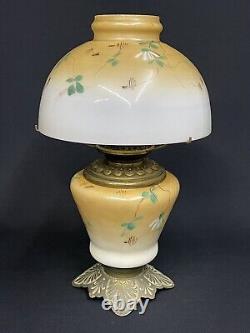 Antique c. 1880-1900 Floral Decor Hand Painted GWTW Banquet Parlor Oil Lamp