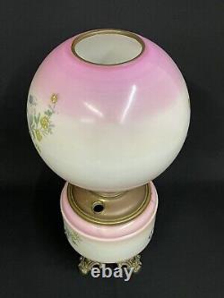 Antique c. 1880-1900 P. L. B. & G. Roses Decor Hand Painted GWTW Banquet Oil Lamp