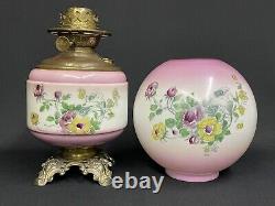 Antique c. 1880-1900 P. L. B. & G. Roses Decor Hand Painted GWTW Banquet Oil Lamp