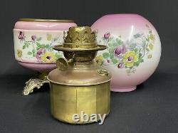 Antique c. 1880-1900 P. L. B. & G. Roses Decor Hand Painted GWTW Banquet Oil Lamp