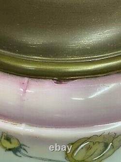 Antique c. 1880-1900 P. L. B. & G. Roses Decor Hand Painted GWTW Banquet Oil Lamp