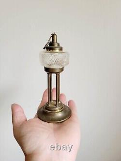 Antique c. 1880 Tiny Diamond Pattern Miniature Oil Lamp Cigar Lighter