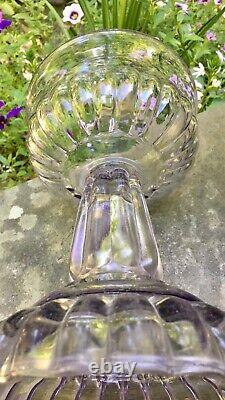 Antique circa 1880 Sun Purple EAPG Oil Lamp Thuro's Raglan Rib Pattern