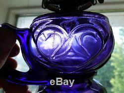 Antique deep purple kerosene finger'heart' patterned OIL LAMP FREE SHIPPING