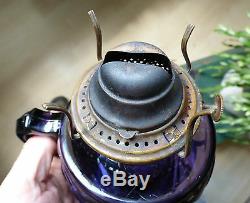 Antique deep purple kerosene finger'heart' patterned OIL LAMP FREE SHIPPING