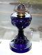 Antique deep purple kerosene'peanut' patterned footed OIL LAMP FREE SHIPPING