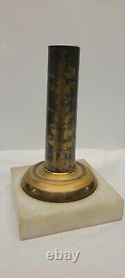 Antique glass whale oil lamp marble and brass base