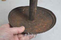 Antique grease/whale oil lamp lantern tin two wick spouts 7 in. 18th c original