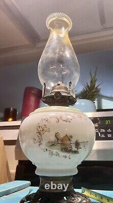 Antique handpainted, Oil Lamp