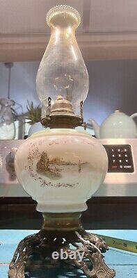 Antique handpainted, Oil Lamp