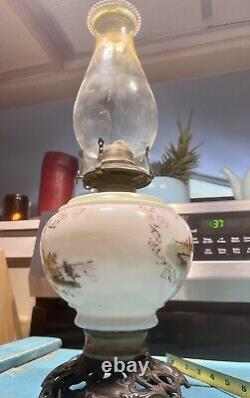 Antique handpainted, Oil Lamp