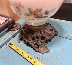 Antique handpainted, Oil Lamp