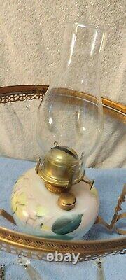 Antique hanging kerosene oil lamp No. 3 Queen M. B. Co NY Victorian lamp