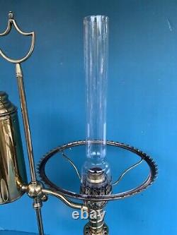 Antique-manhattan Brass Co. Student Lamp-oil Lamp-student Oil Lamp-green Shade