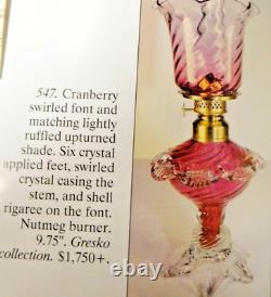 Antique miniature cranberry oil lamp